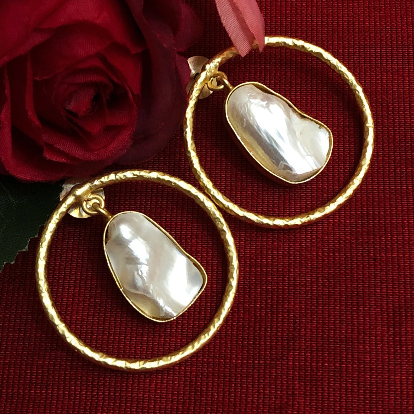 Golden Halo Mother of Pearl Earrings