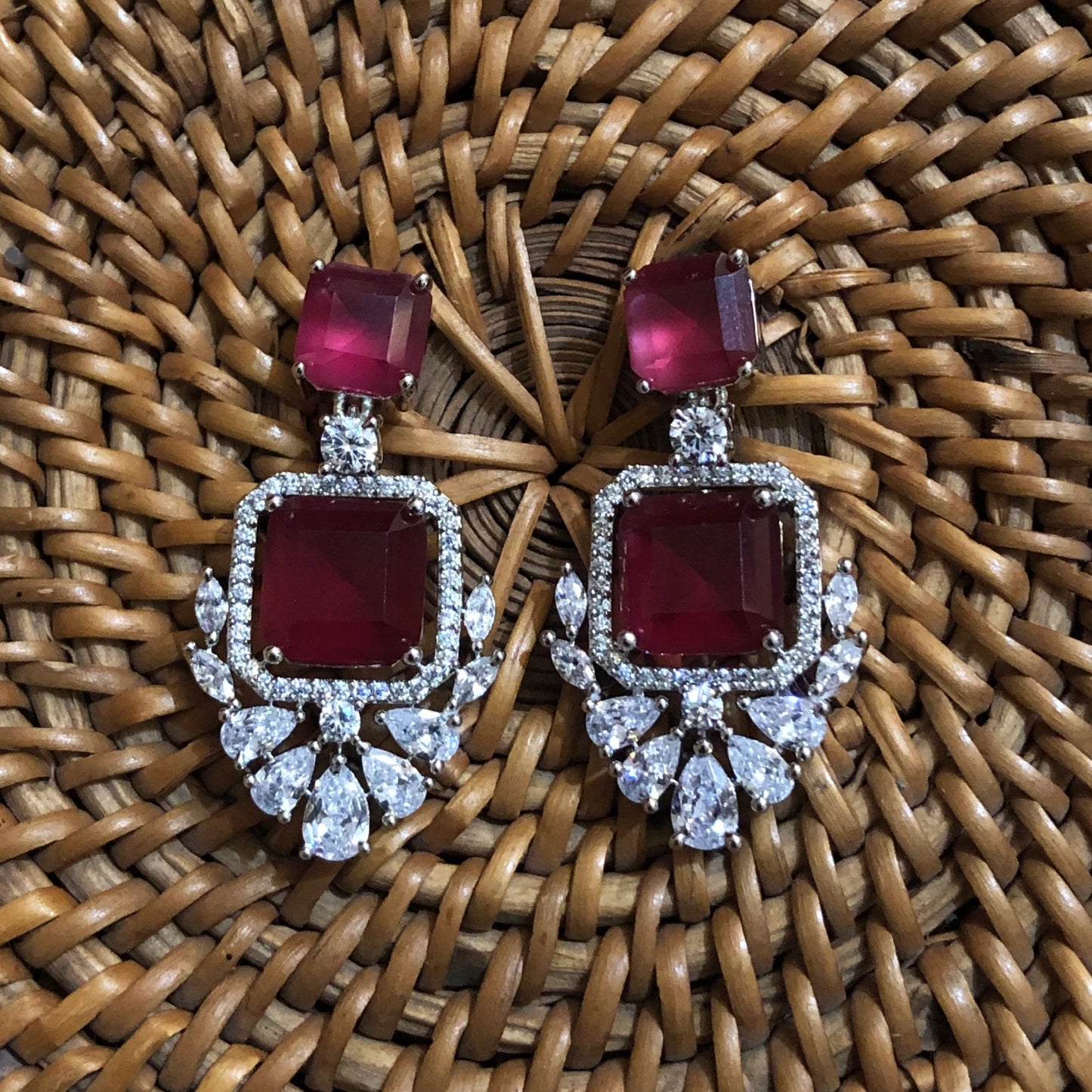 Crimson Royale Zircon Drop Earrings