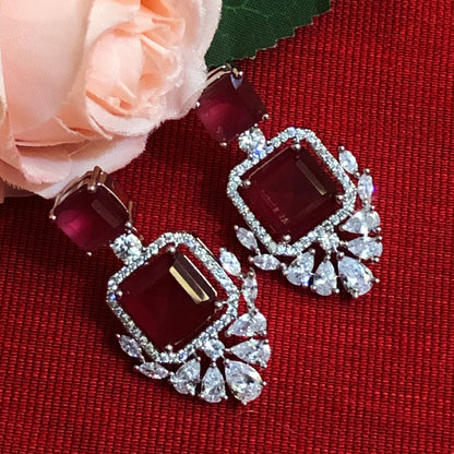 Crimson Royale Zircon Drop Earrings