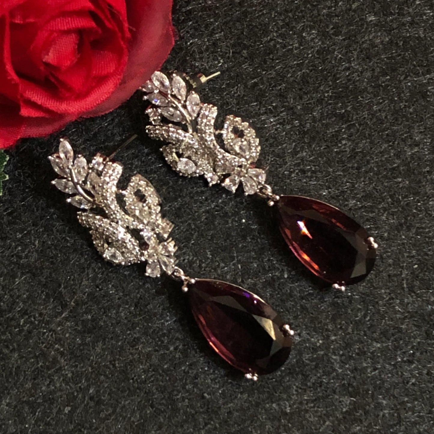 Scarlet Blossom Red Drop Earrings
