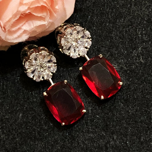 Crimson Radiance Floral Drop Earrings