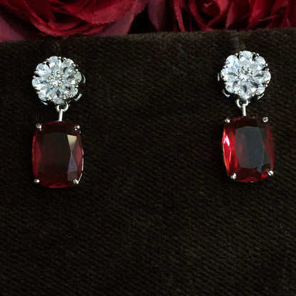 Crimson Radiance Floral Drop Earrings