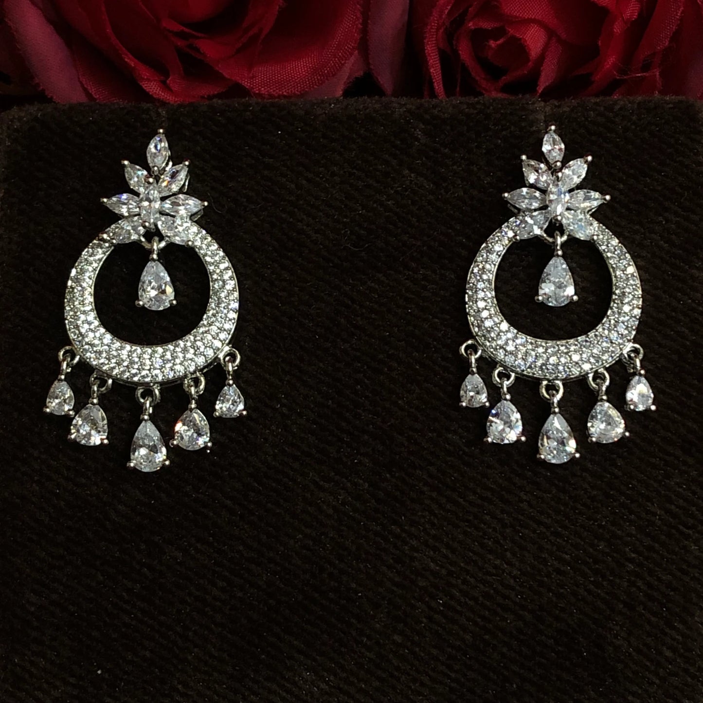 Floral Chand Zircon Earrings