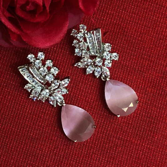 Blush Pink Drop Zircon Earrings