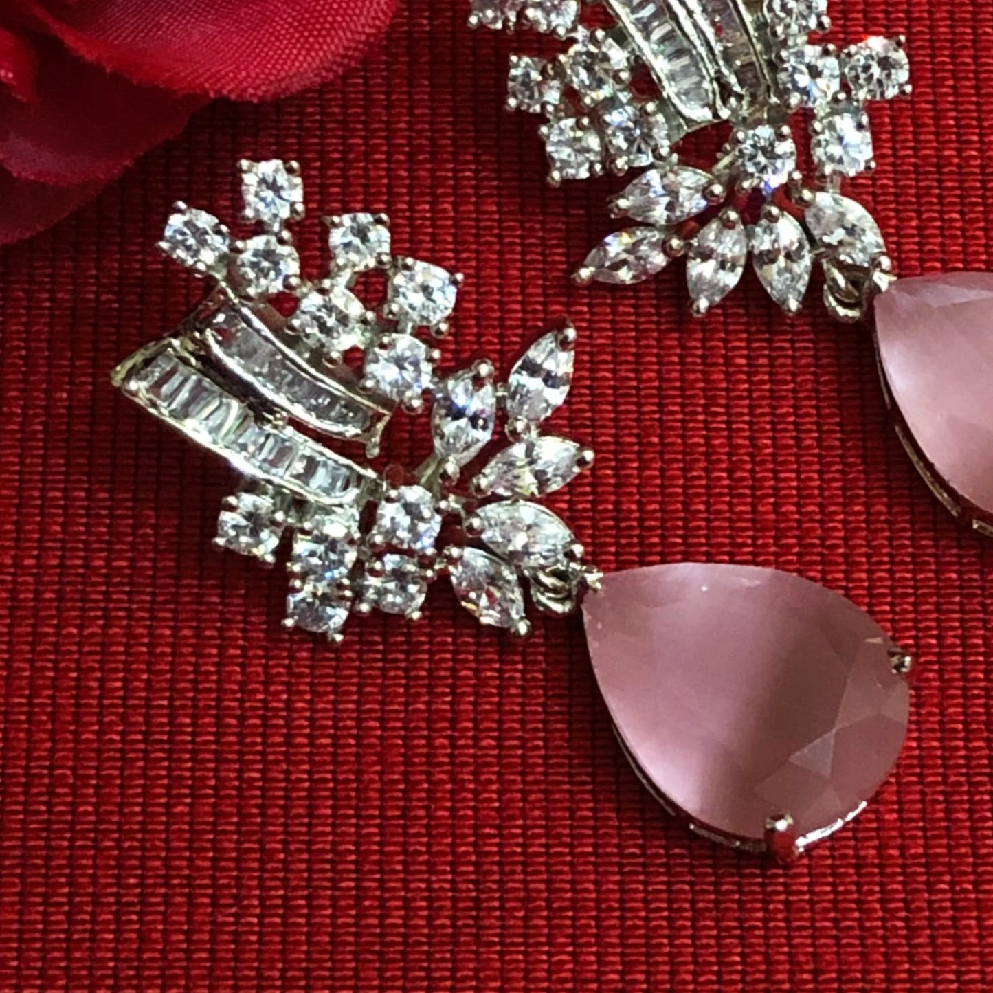 Blush Pink Drop Zircon Earrings
