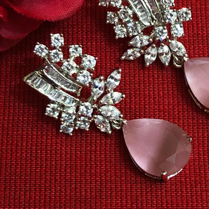 Blush Pink Drop Zircon Earrings