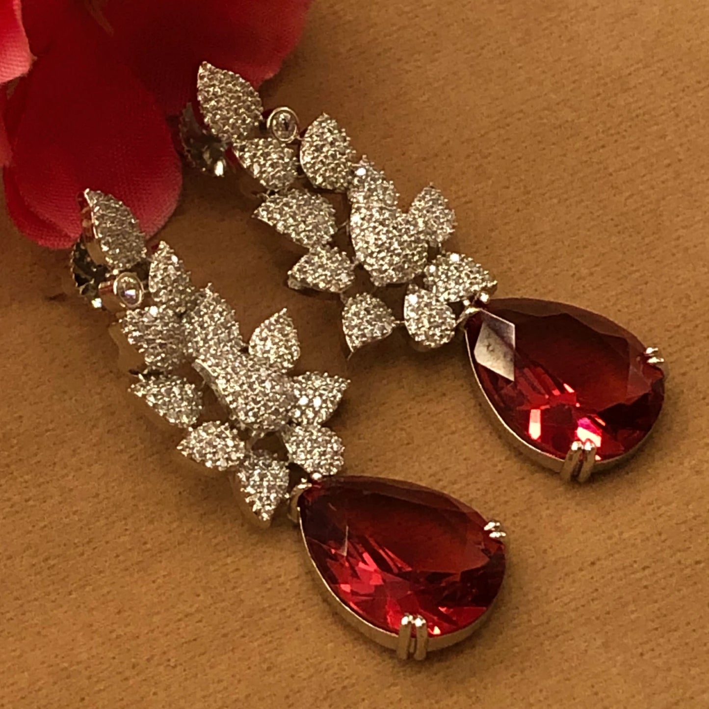 Scarlet Spark Pink Zircon Earrings