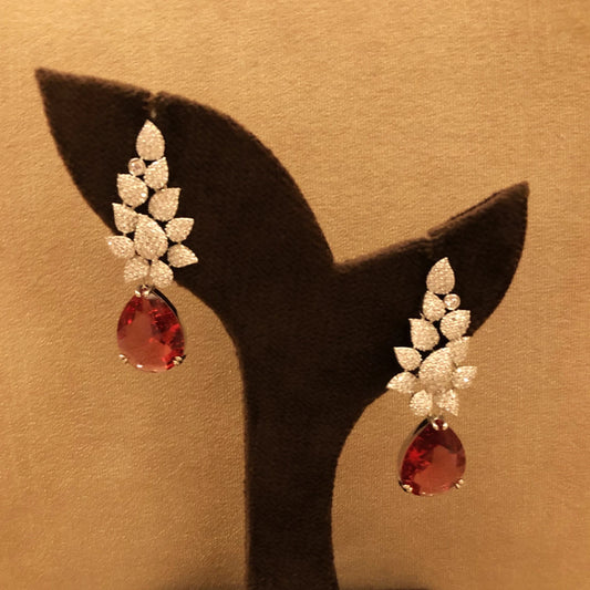 Scarlet Spark Pink Zircon Earrings