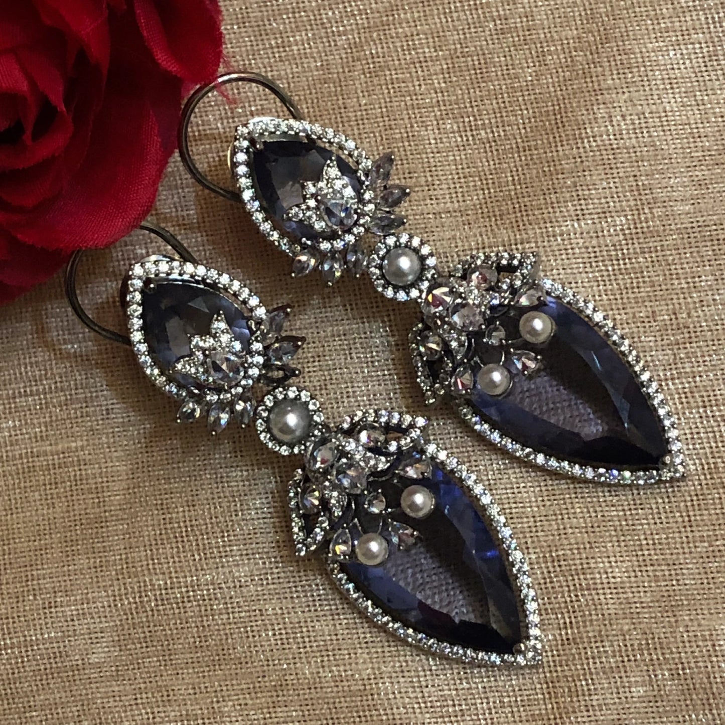 Midnight Bloom Zircon Earrings