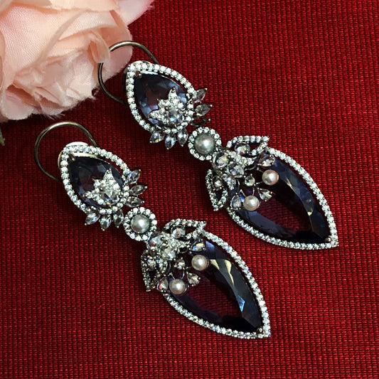 Midnight Bloom Zircon Earrings