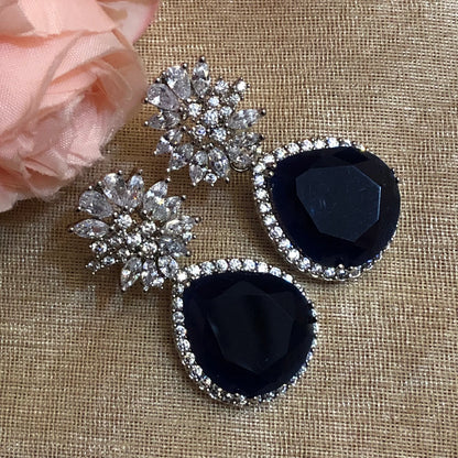 Sapphire Blue Spark Zircon Earrings