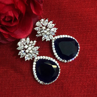 Sapphire Blue Spark Zircon Earrings