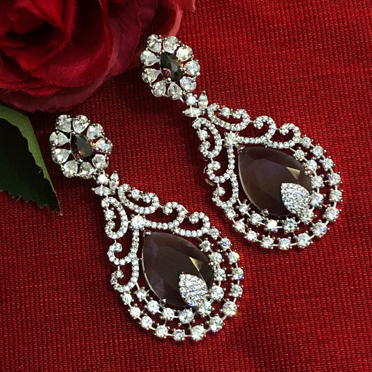Royal Crimson Teardrop Zircon Earrings