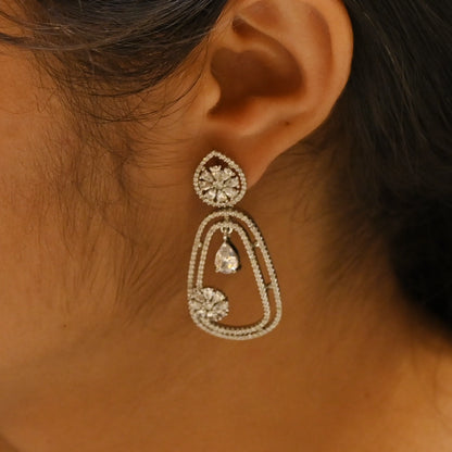 Floral Loop Zircon Drop Earrings