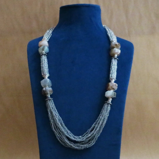 Mystic Grey Stone Beads Mala