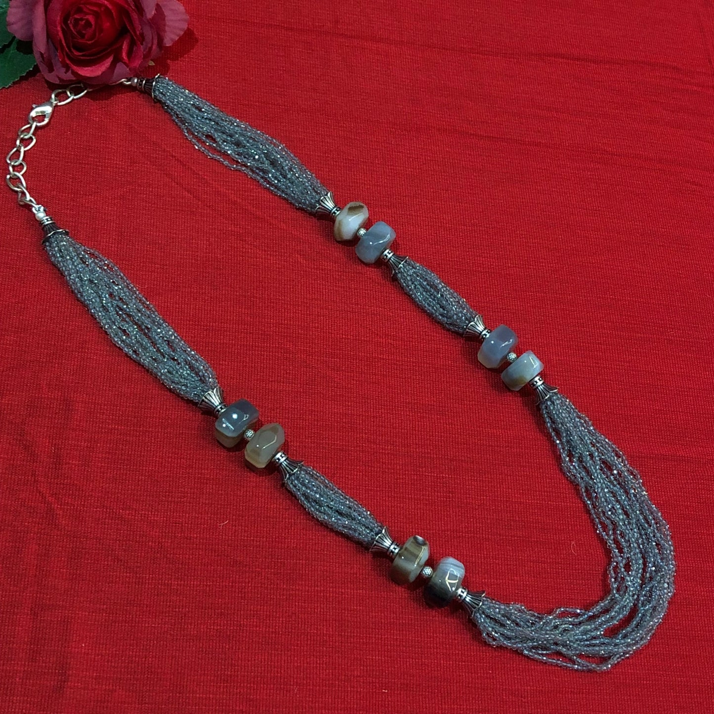 Mystic Grey Stone Beads Mala