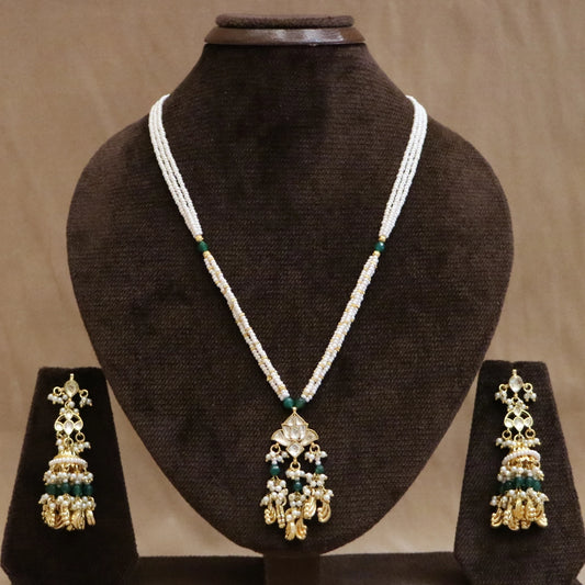 Emerald Harmony Jadau Bridal Necklace Set