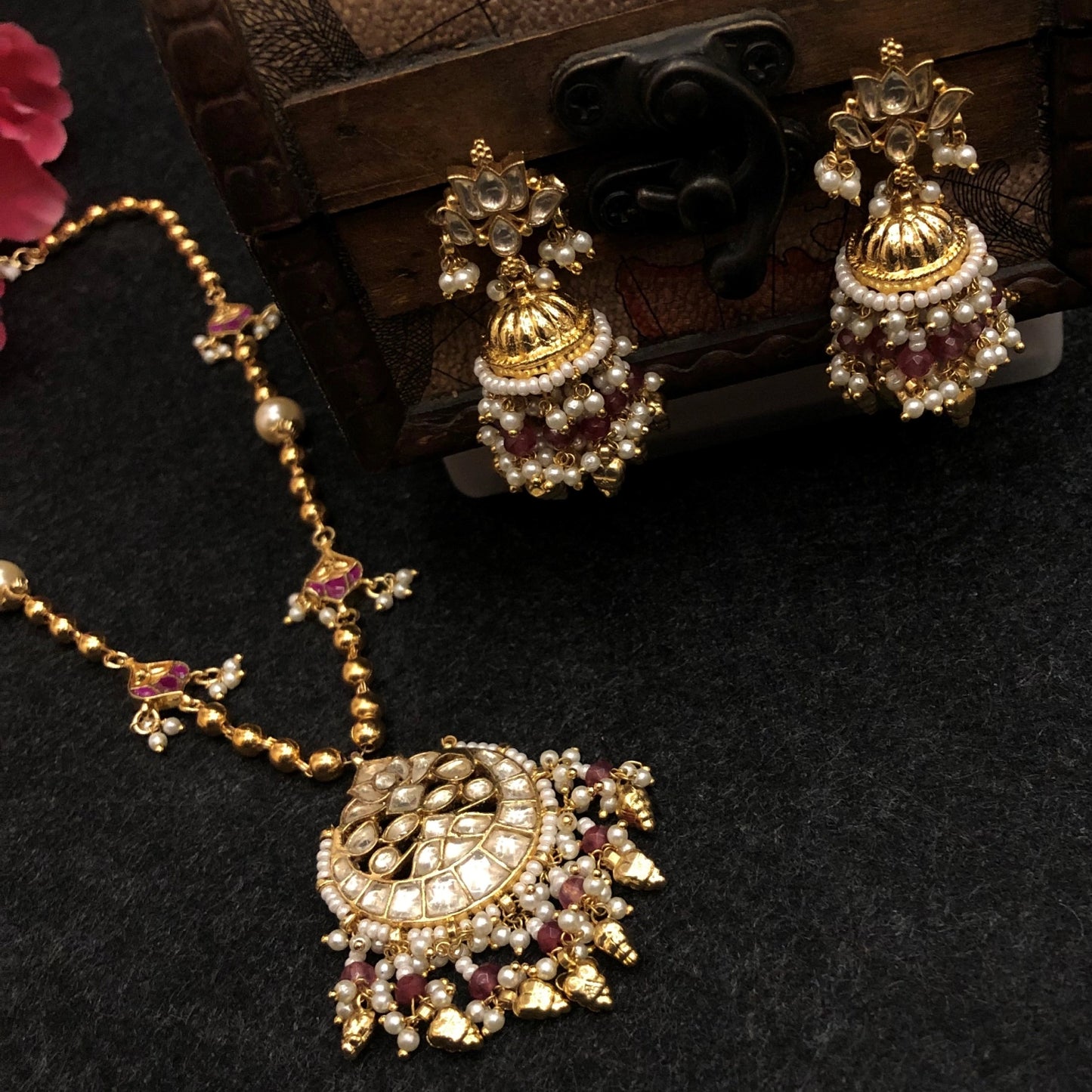 Mayur Gulaab Jadau Necklace Set