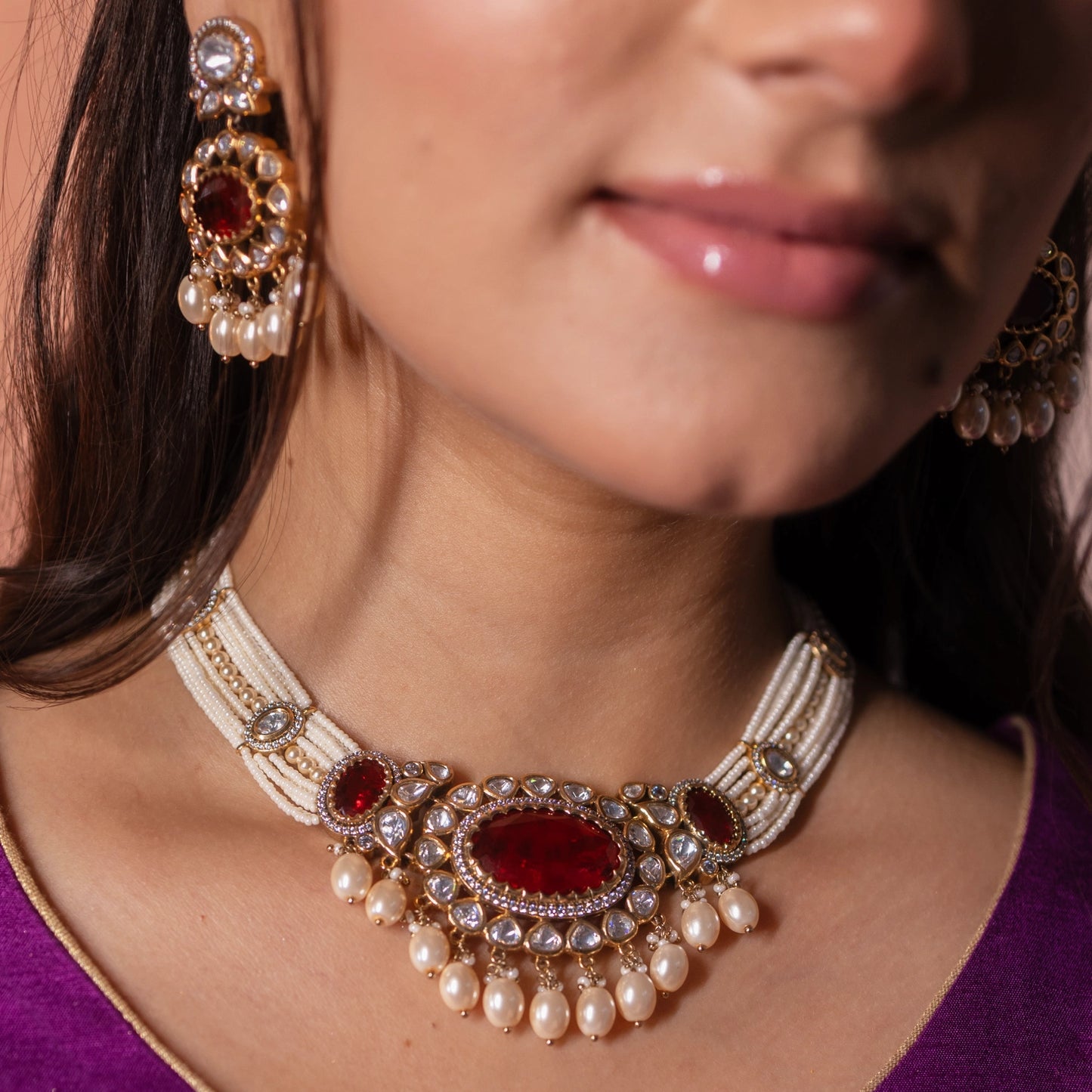 Laal Mehraab Jadau Bridal Necklace Set