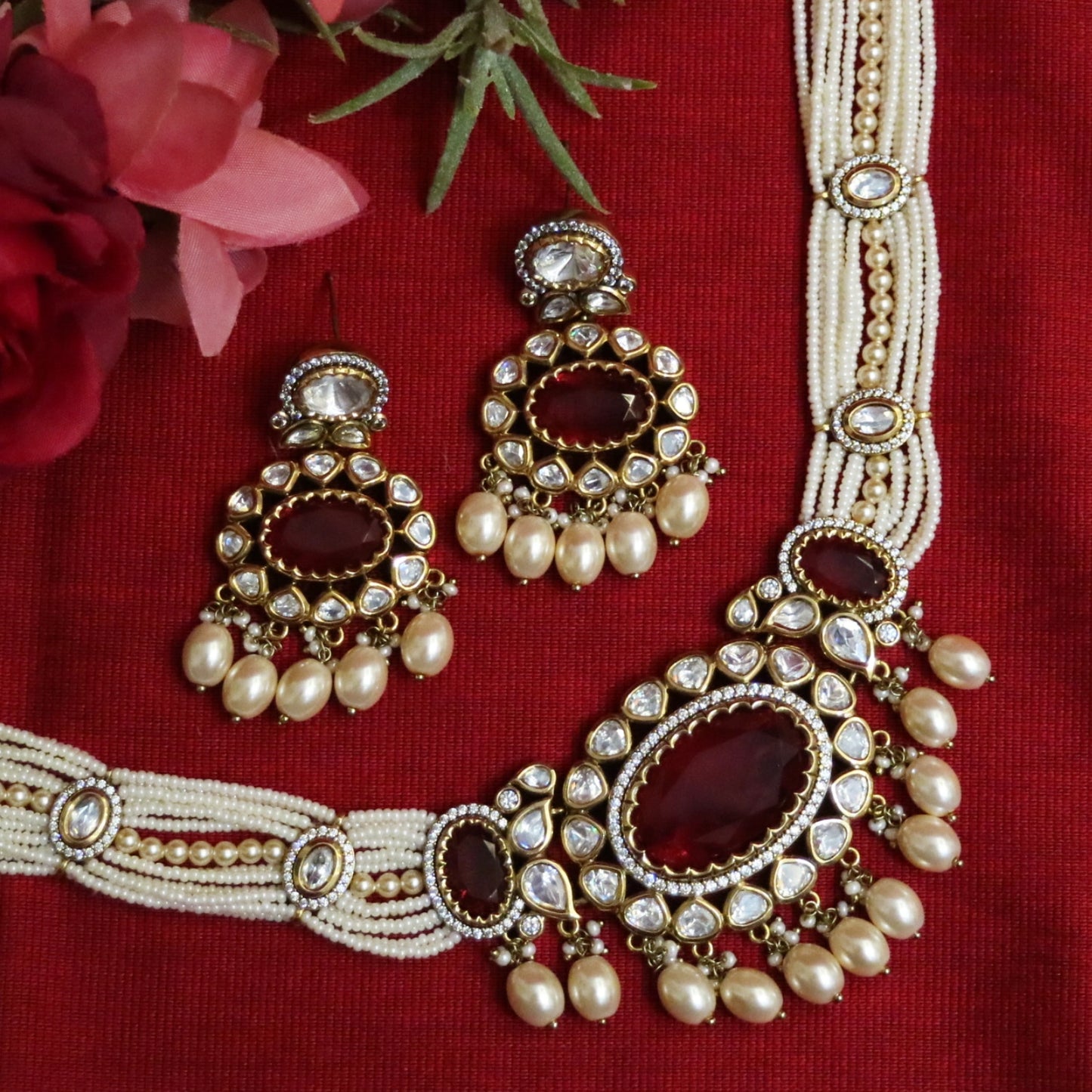 Laal Mehraab Jadau Bridal Necklace Set