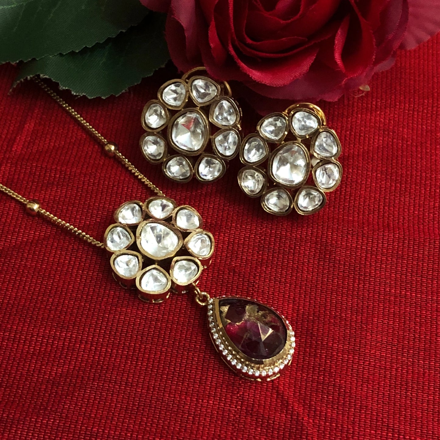 Phoolzari Mehraab Jadau Pendant Set