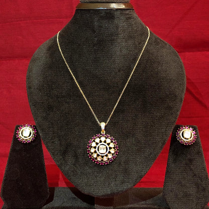 Raktika Mehraab Polki Pendant Set