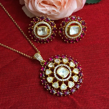 Raktika Mehraab Polki Pendant Set