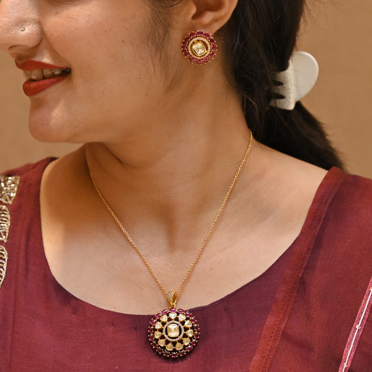 Raktika Mehraab Polki Pendant Set