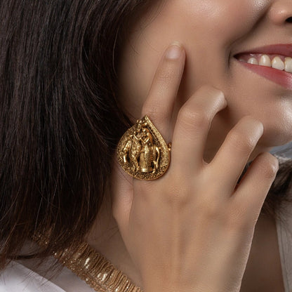 Divine Radha-Krishna Antique Statement Ring
