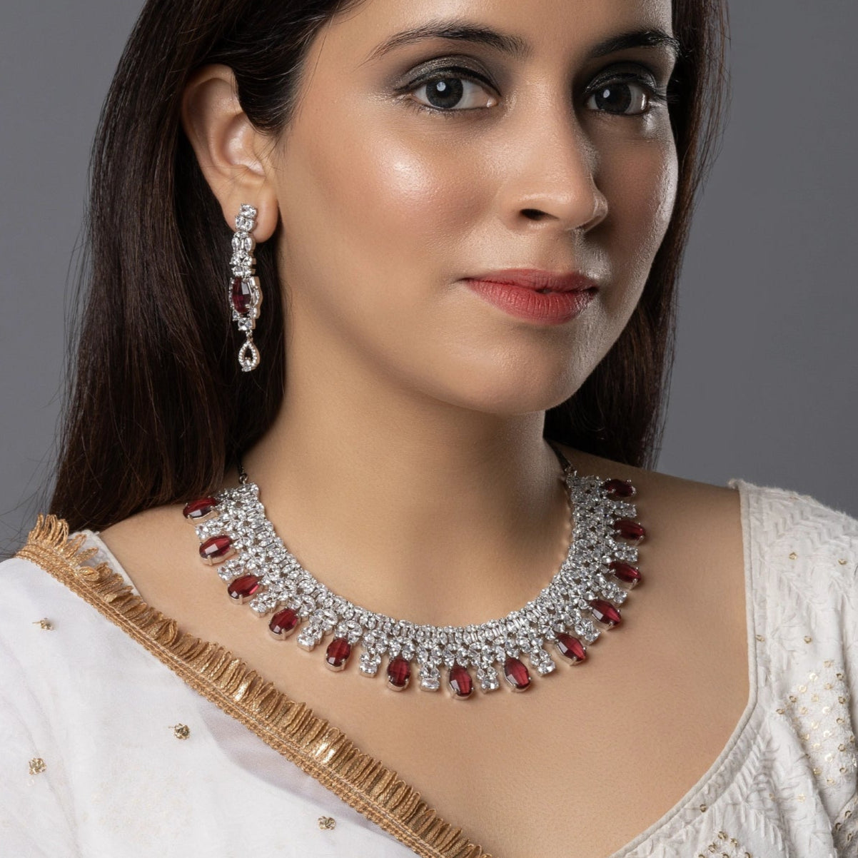 Ruby Elegance American Diamond Set