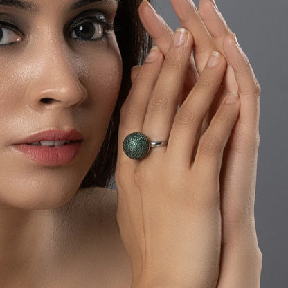 Emerald Green Sparkle Dome Ring
