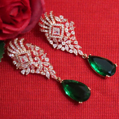 Emerald Crown Green Drop Earrings