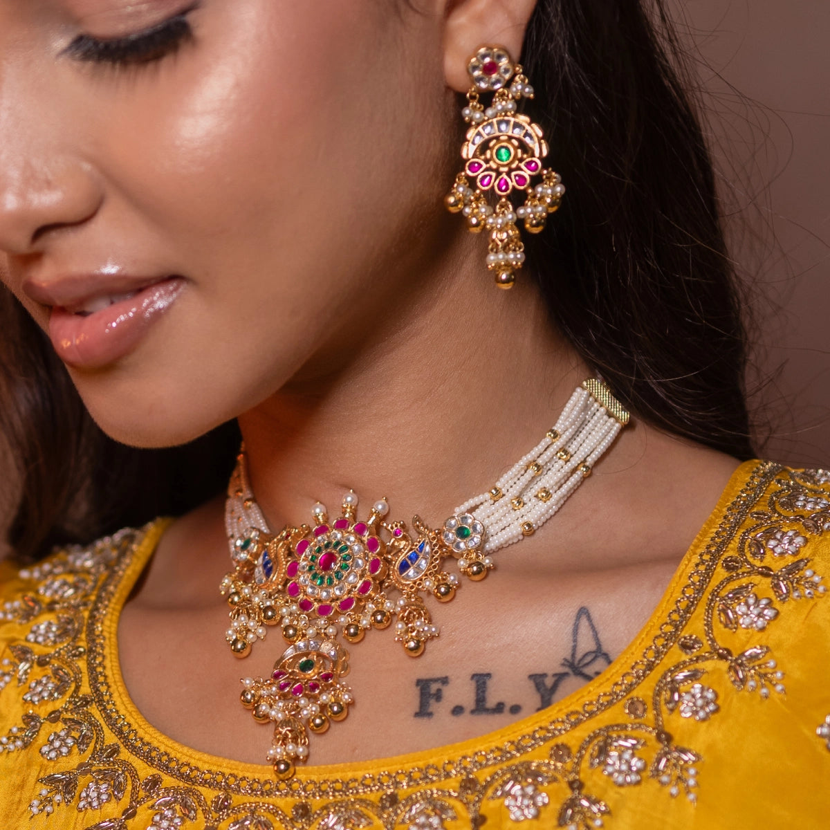 Gulnaar Mehraab Jadau Bridal Necklace Set
