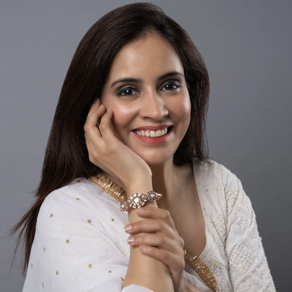 Floral Bracelet with Meenakari Accents