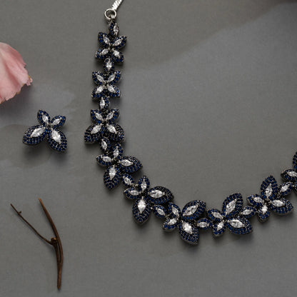 Sapphire Blue Butterfly Necklace & Earring Set