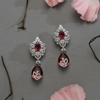 Red Teardrop Crystal Statement Earrings