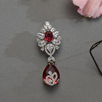 Red Teardrop Crystal Statement Earrings