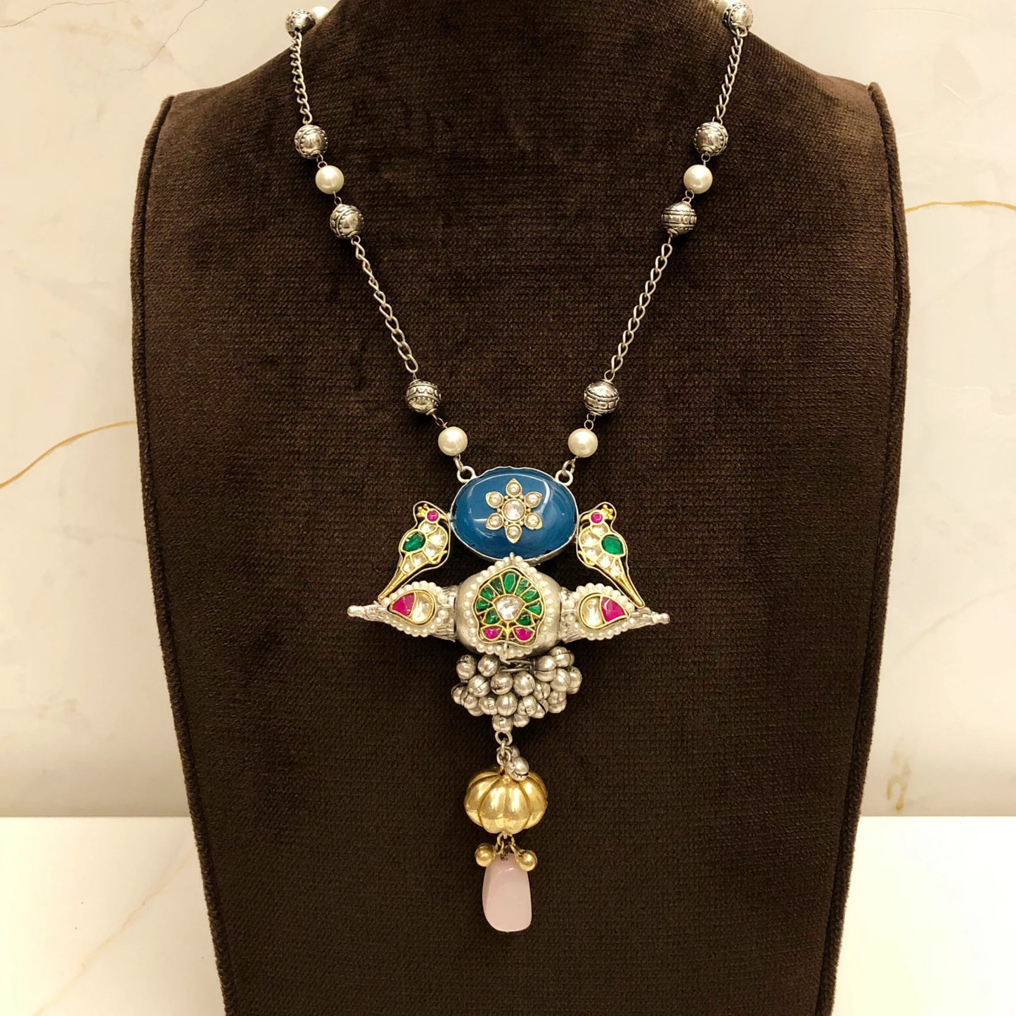 Oxidized Silver Mordern Pendant Necklace