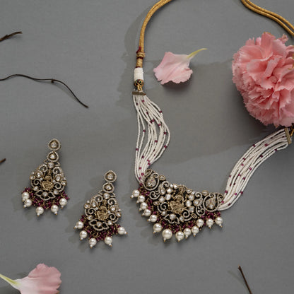 Antique Temple Choker Set with Pearl Drops