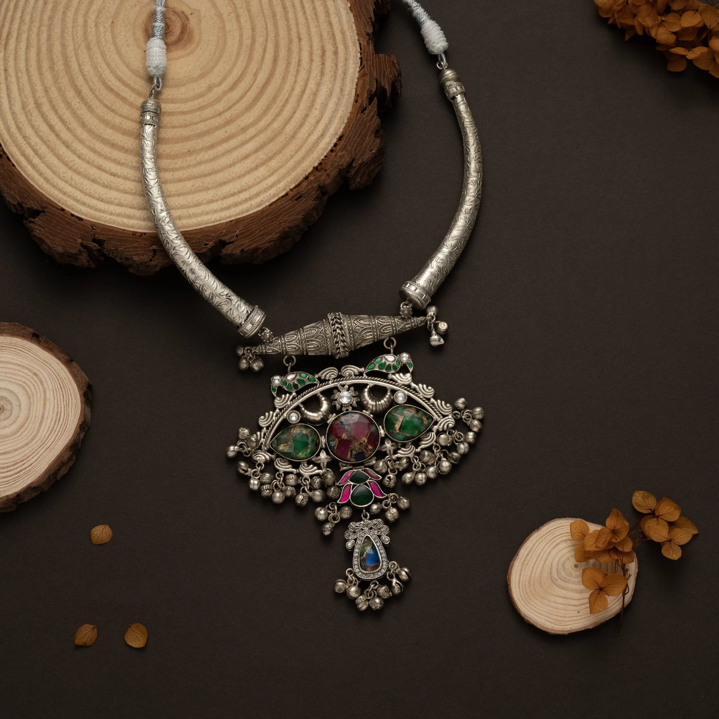 Antique Silver-Plated Tribal Necklace