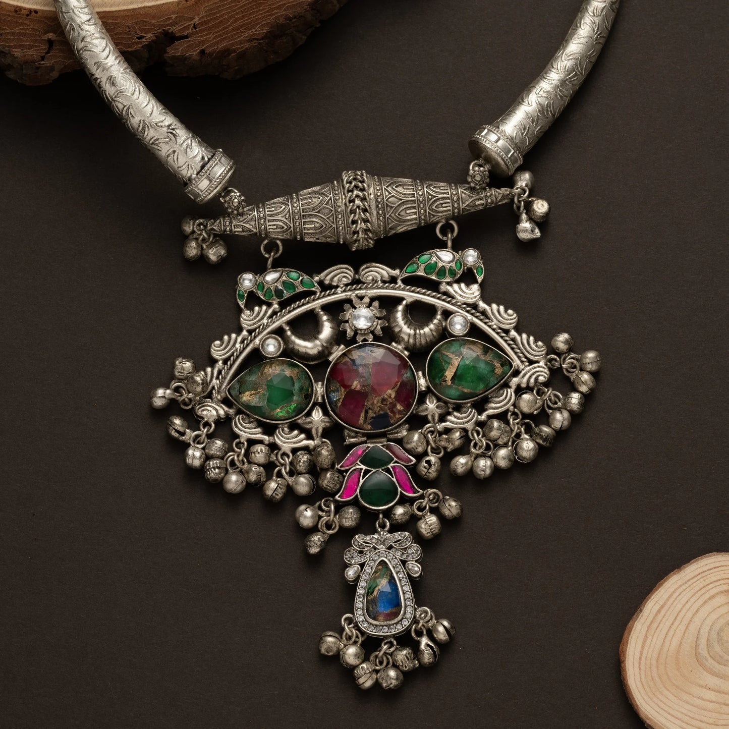 Antique Silver-Plated Tribal Necklace