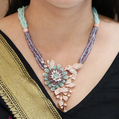 Hummingbird Garden Jadau Necklace Set