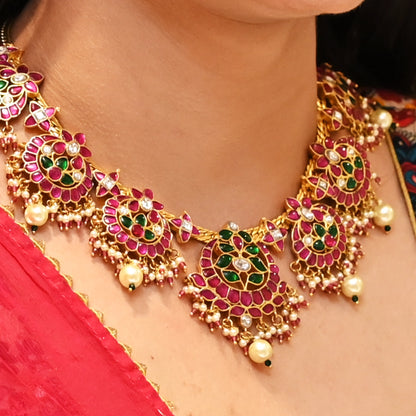 Traditional Temple Design Enamelled Necklace