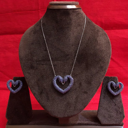 Midnight Spark Heart Pendant Set