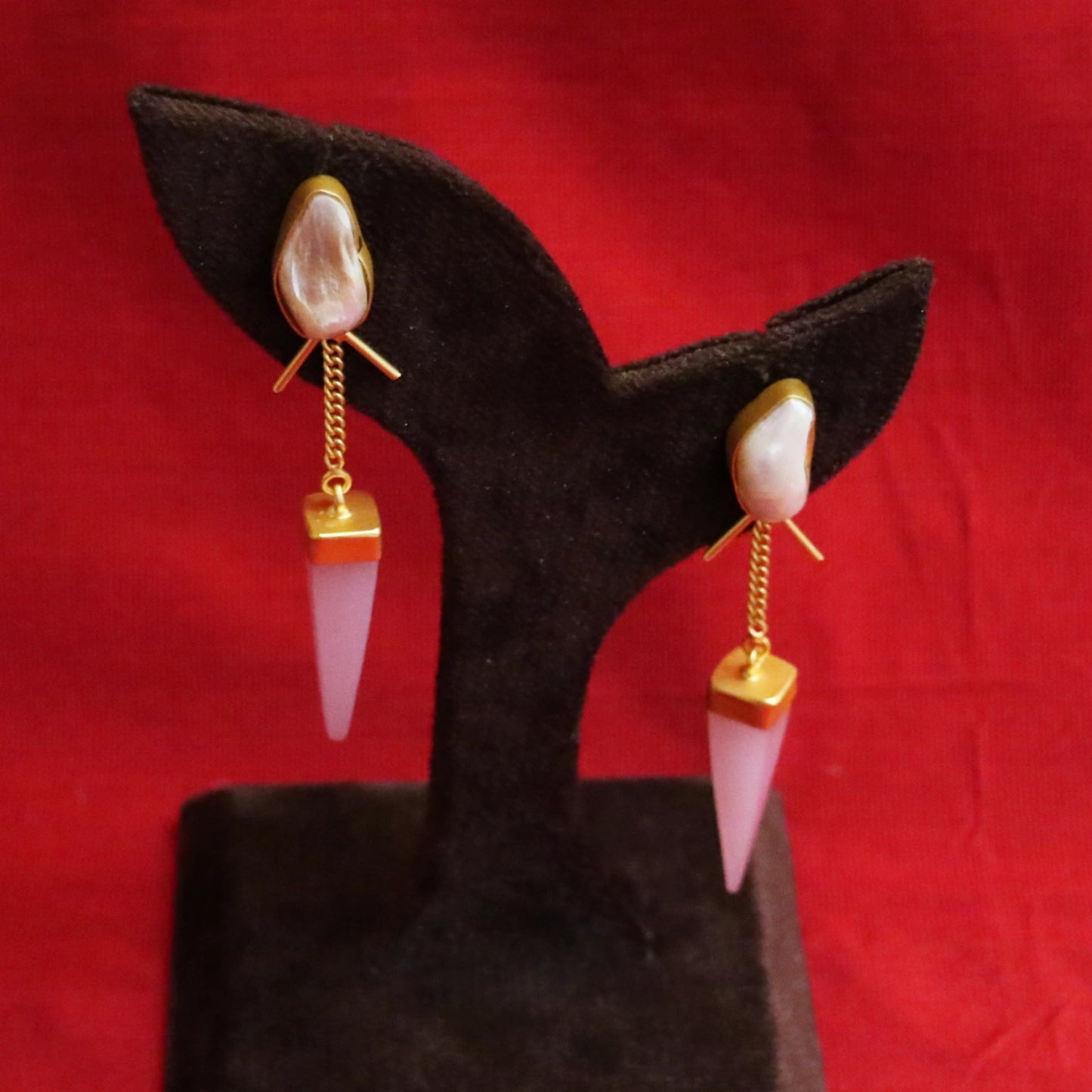Baroque Pearl & Lavender Spike Dangle Earrings