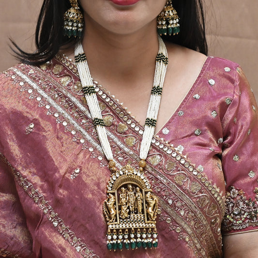 Divine Jadau Temple Necklace Set