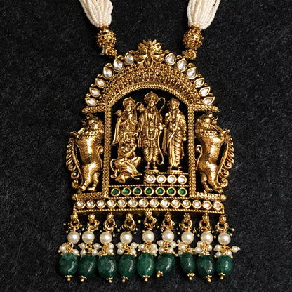 Divine Jadau Temple Necklace Set