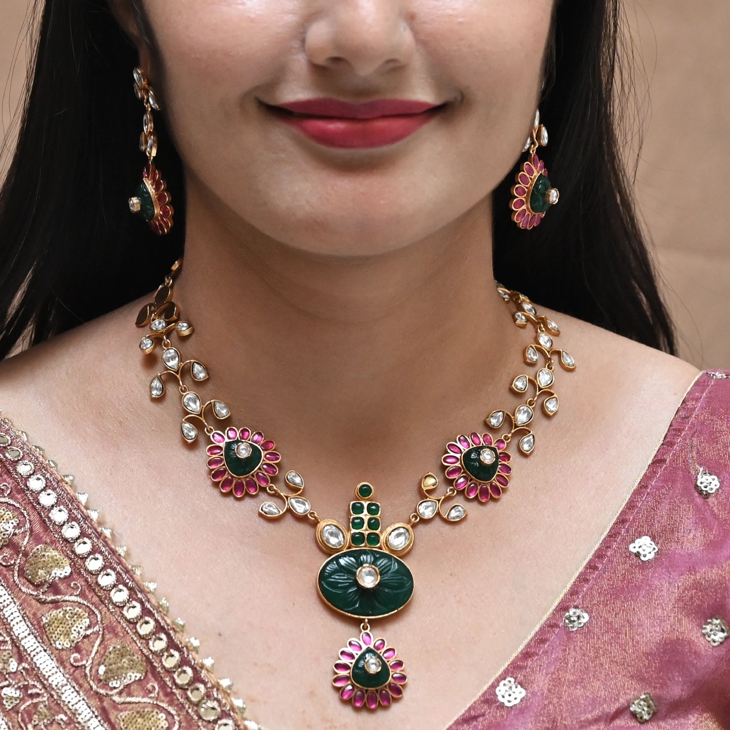 Luxurious Polki Bridal Necklace Set