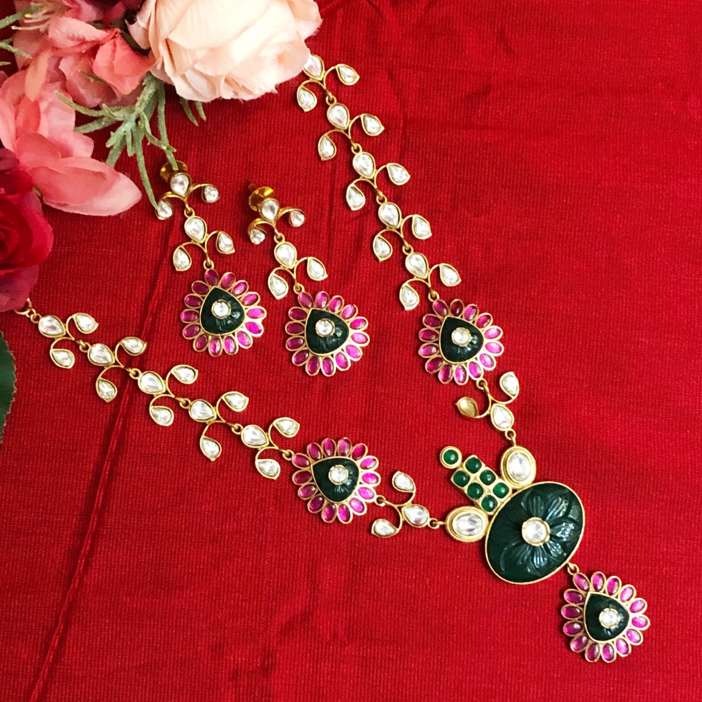 Luxurious Polki Bridal Necklace Set