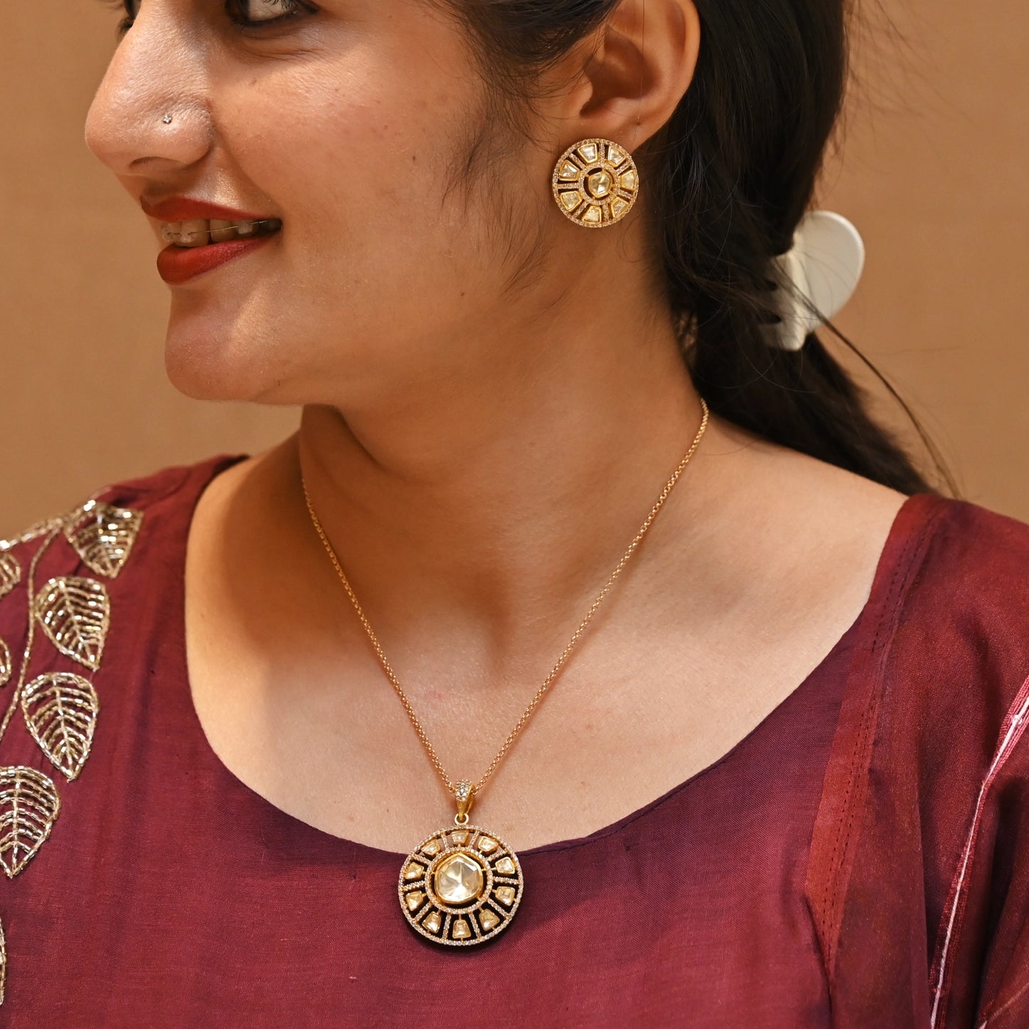 Majestic Jadau Heritage Pendant Set